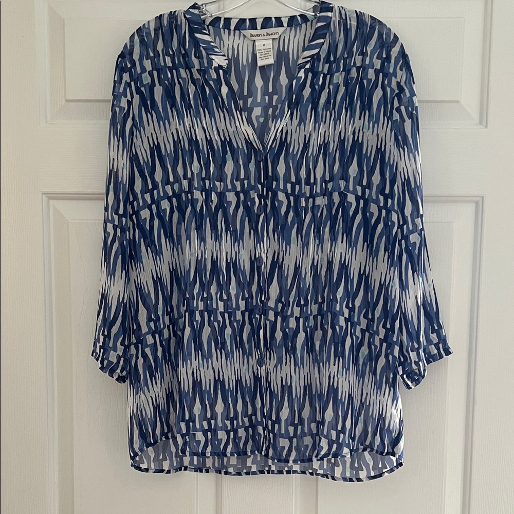 Blue Patterned Women's Blouse